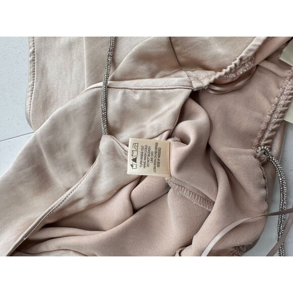 Thirty Thirty Blush Pink Satin Camisole Top Adjustable Metallic Strap Size L Y2K - Picture 6 of 7